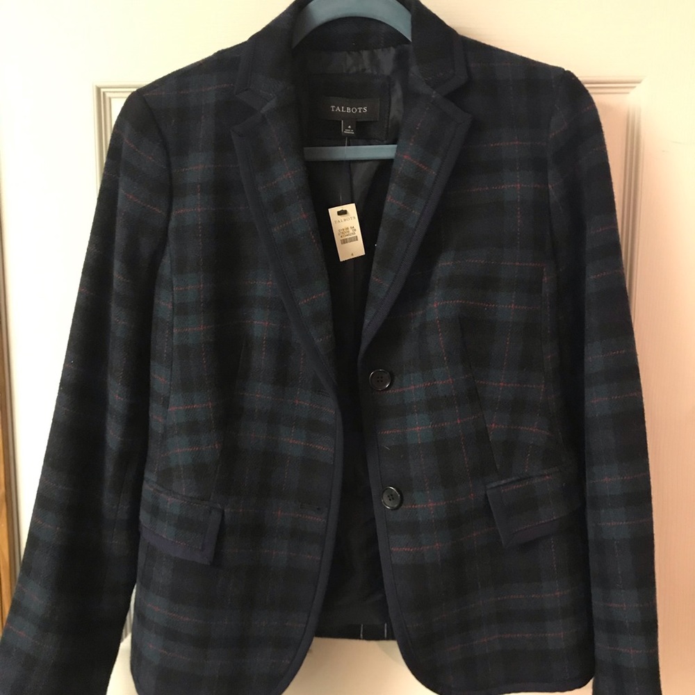 NWT Talbots Blackwatch Plaid Jacket Sz 4 💙💚